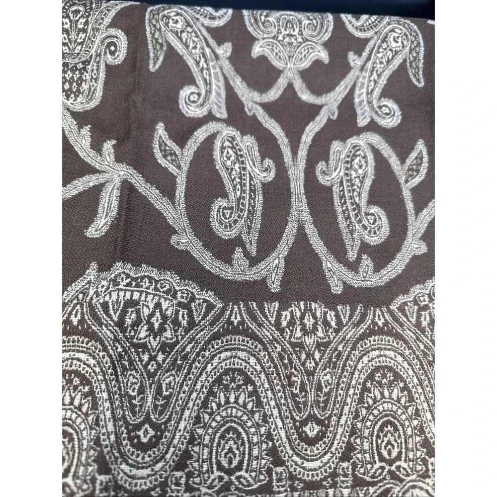 Pottery Barn Tablecloth‎ Scarf 40x60 Brown Paisley Luxury Wool Cotton Blend